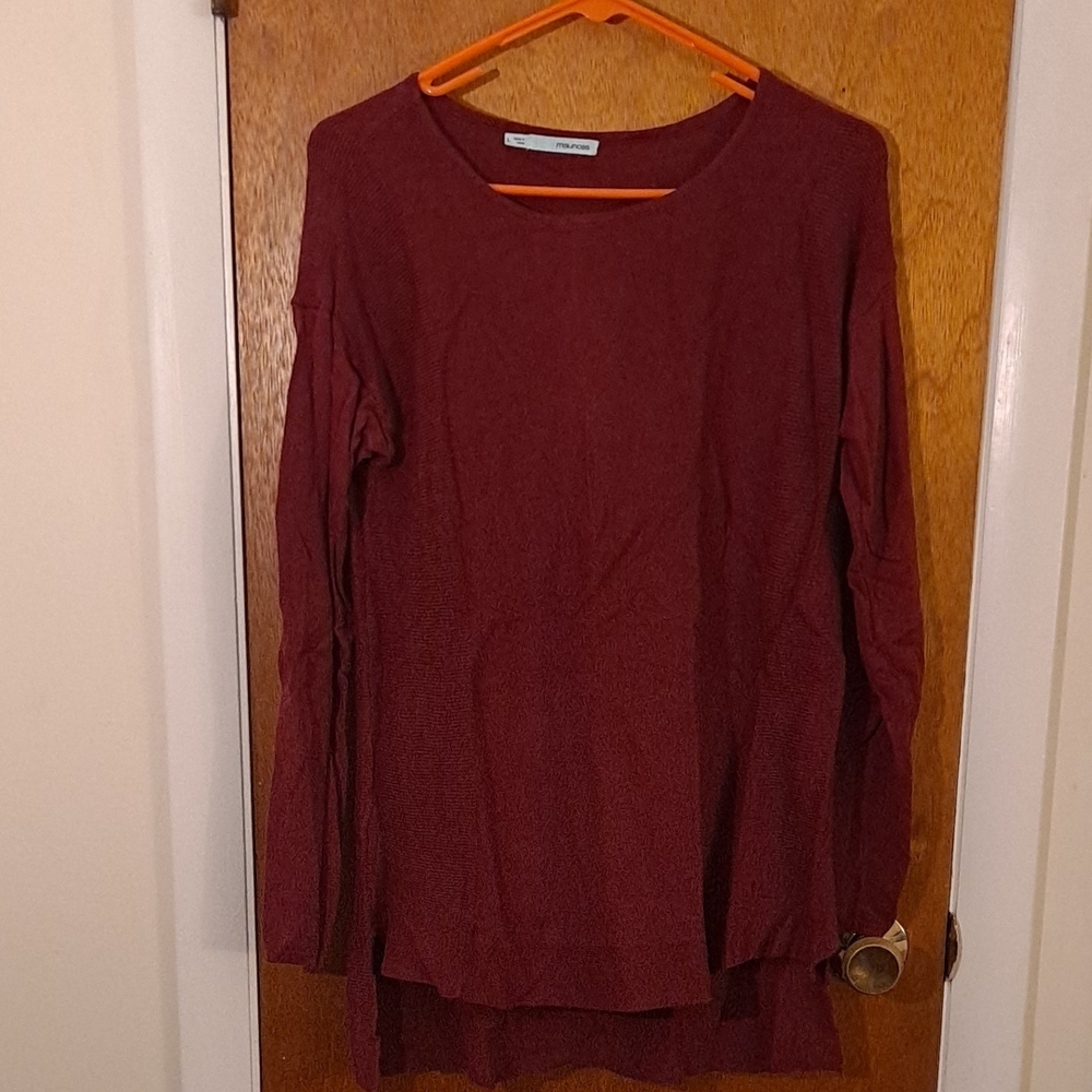 Maurices Red Tunic Relaxed Long Sleeve Top